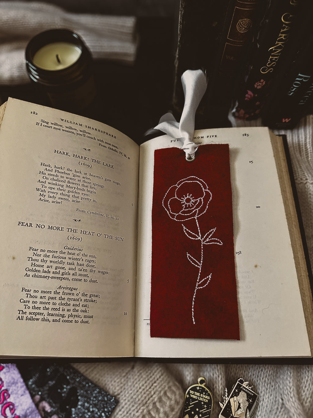 Handmade Wool - Felt Embroidered Bookmarks - Caroline Calligraphie