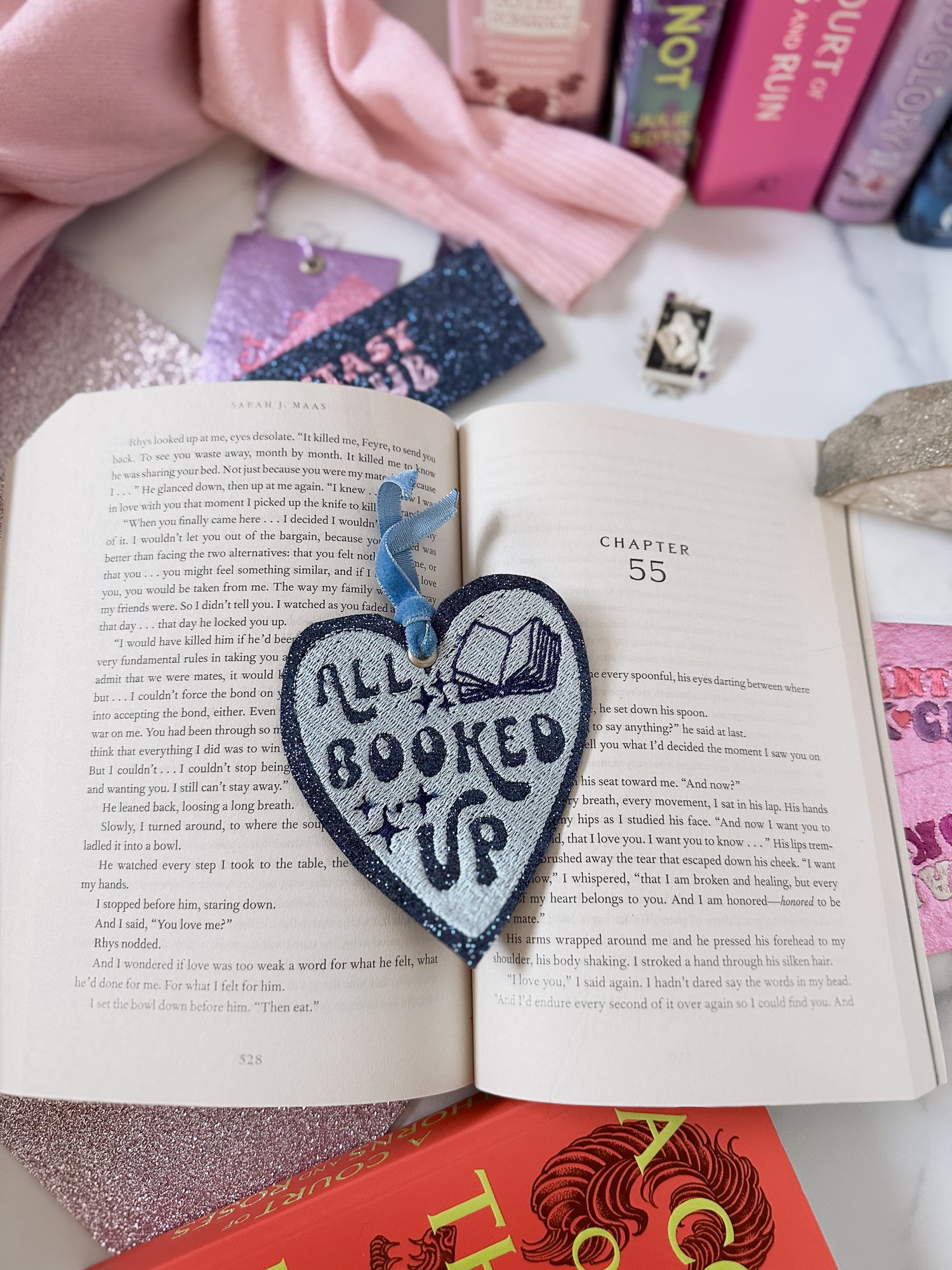 "All Booked Up" Heart Bookmark - Caroline Calligraphie