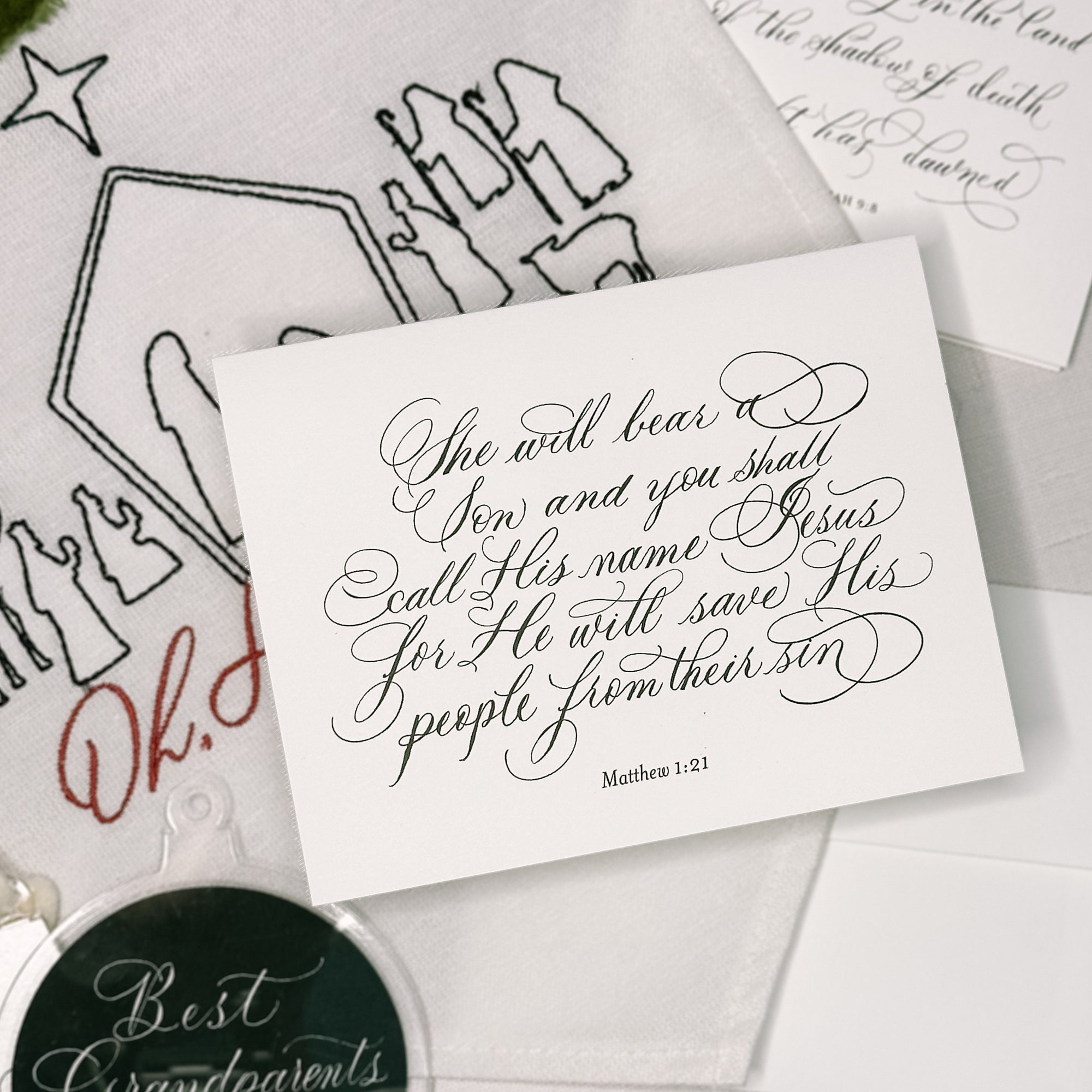Matthew 1:12 Calligraphy Greeting Card - Caroline Calligraphie