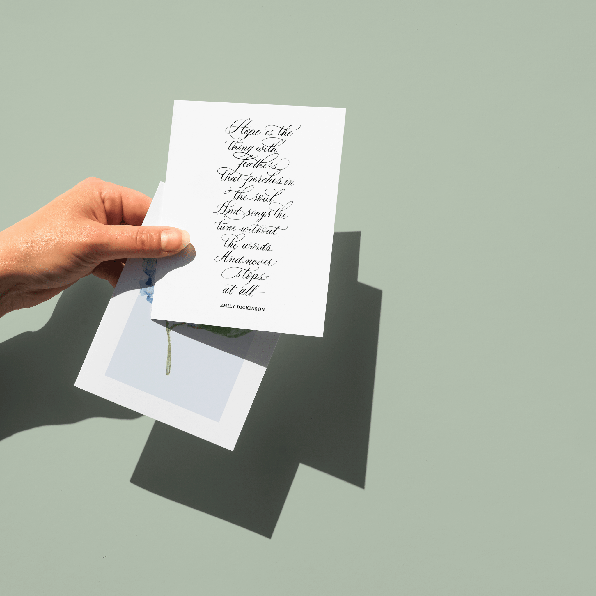 Hope is the thing with Feathers Greeting Card - Caroline Calligraphie