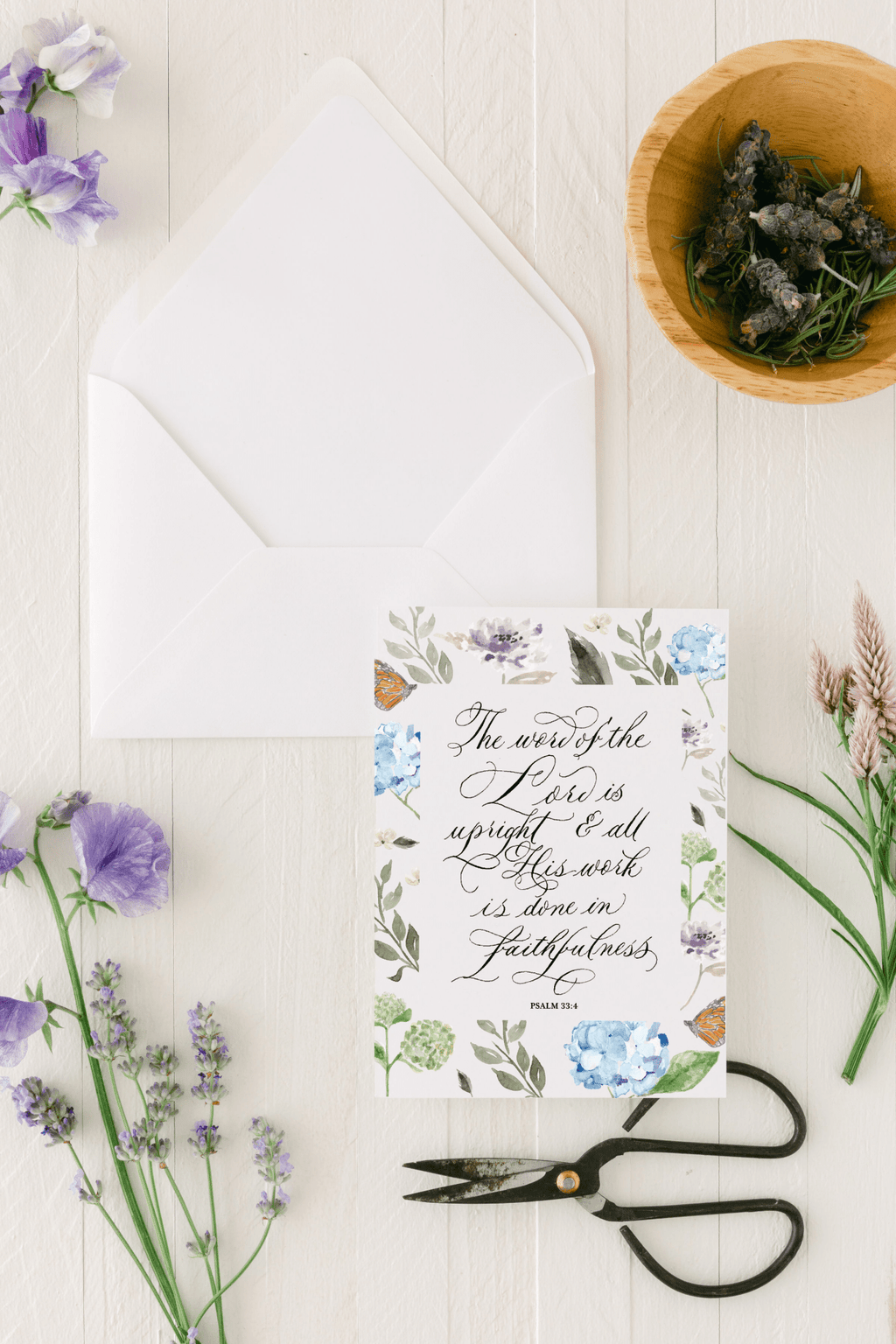 Floral Psalm 33:4 Greeting Card - Caroline Calligraphie