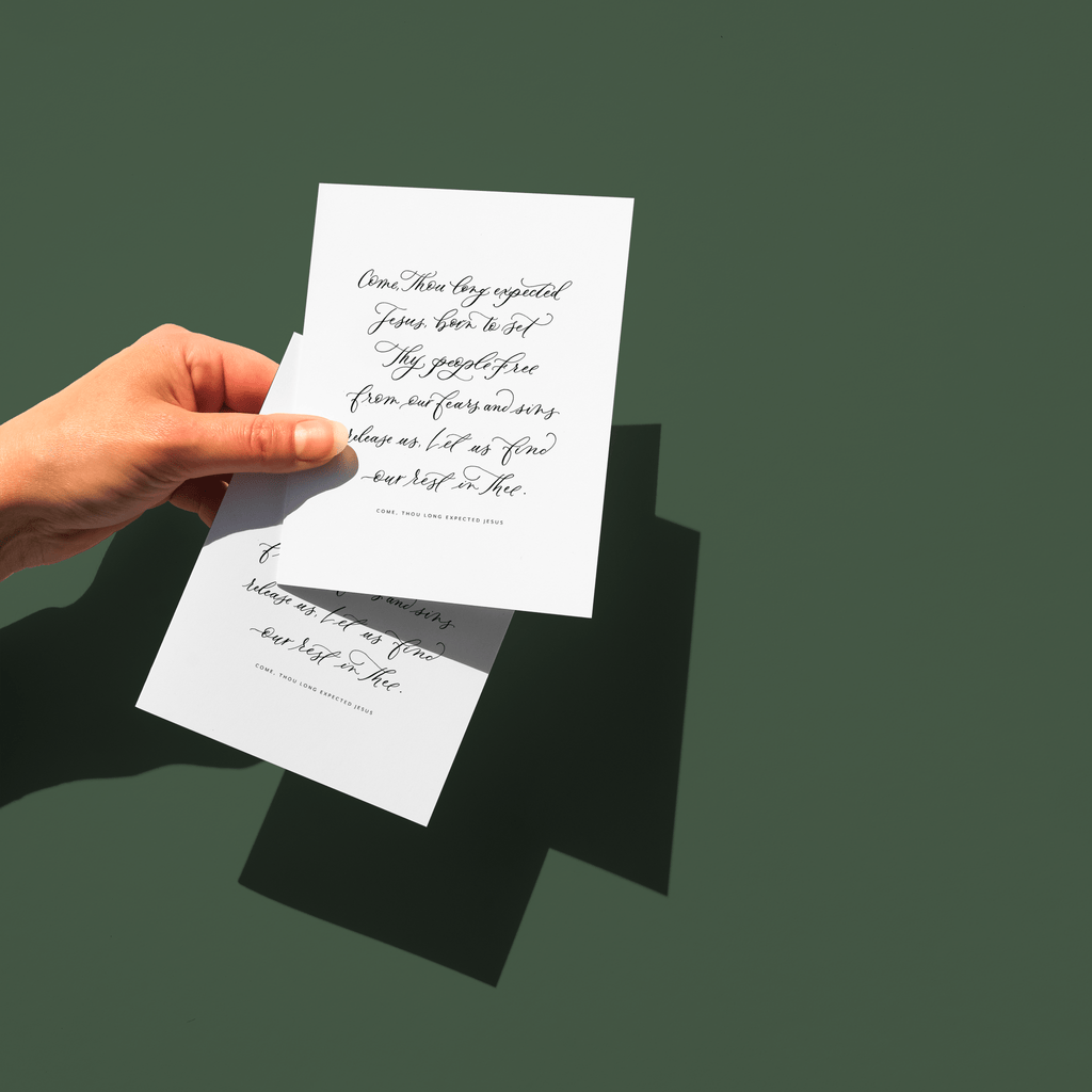 Come Thou Long Expected Jesus Calligraphy Greeting Card - Caroline Calligraphie