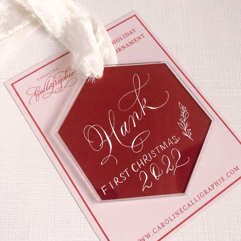 Hexagon Calligraphy Ornament - Caroline Calligraphie