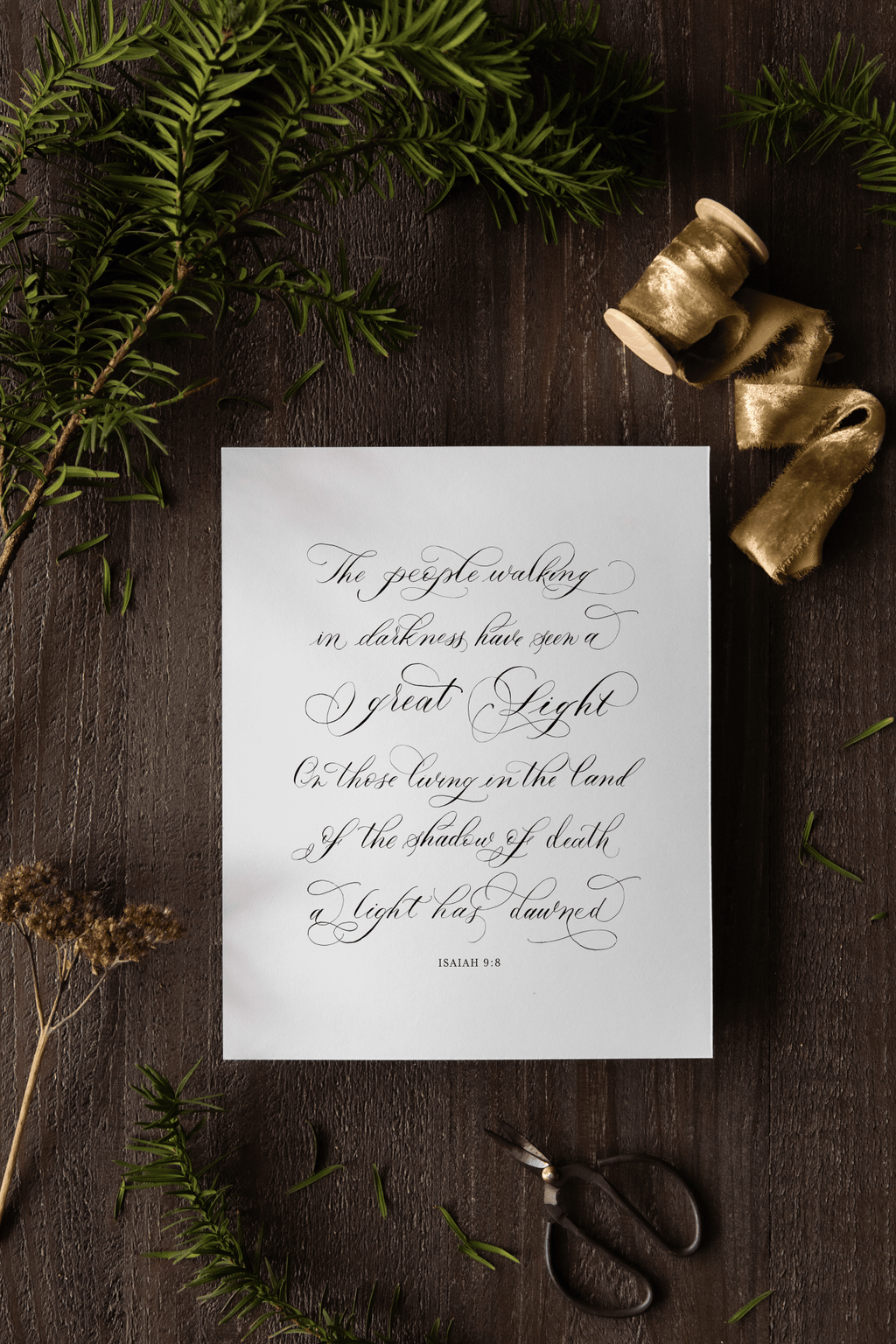 "Great Light" Isaiah 9:2 Christmas Print - Caroline Calligraphie