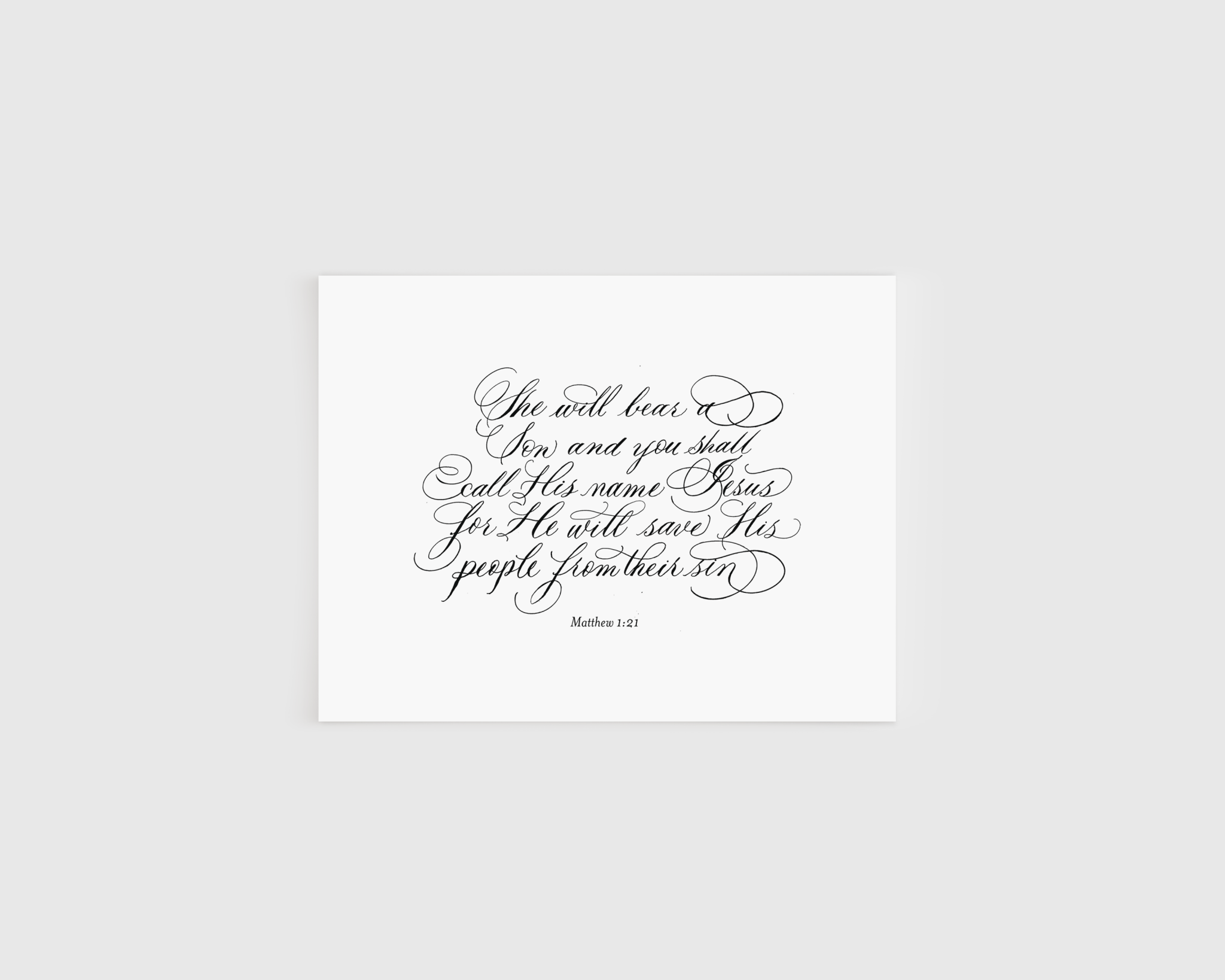 Matthew 1:12 Calligraphy Greeting Card - Caroline Calligraphie