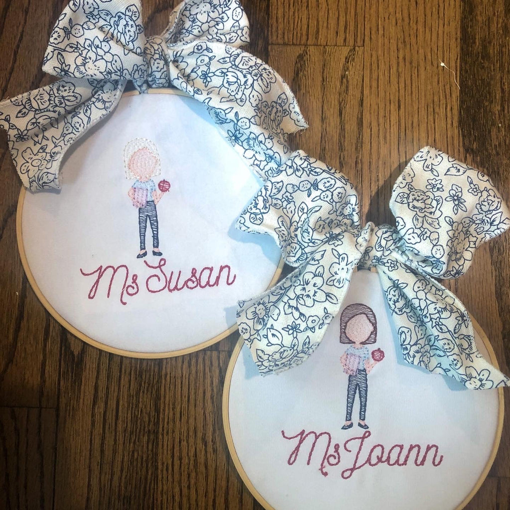 Teacher Embroidery Gift - Caroline Calligraphie