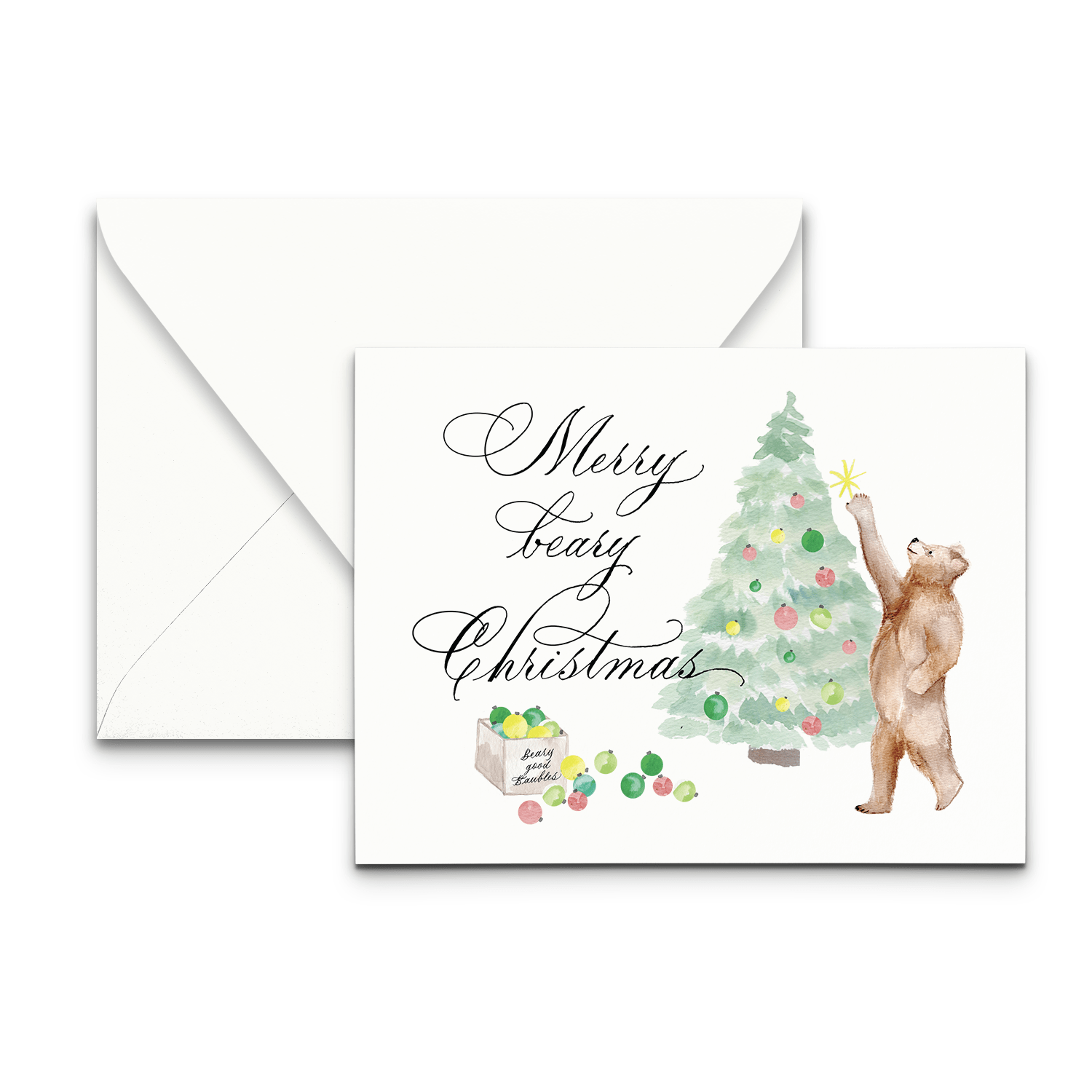 Merry Beary Christmas Greeting Card - Caroline Calligraphie