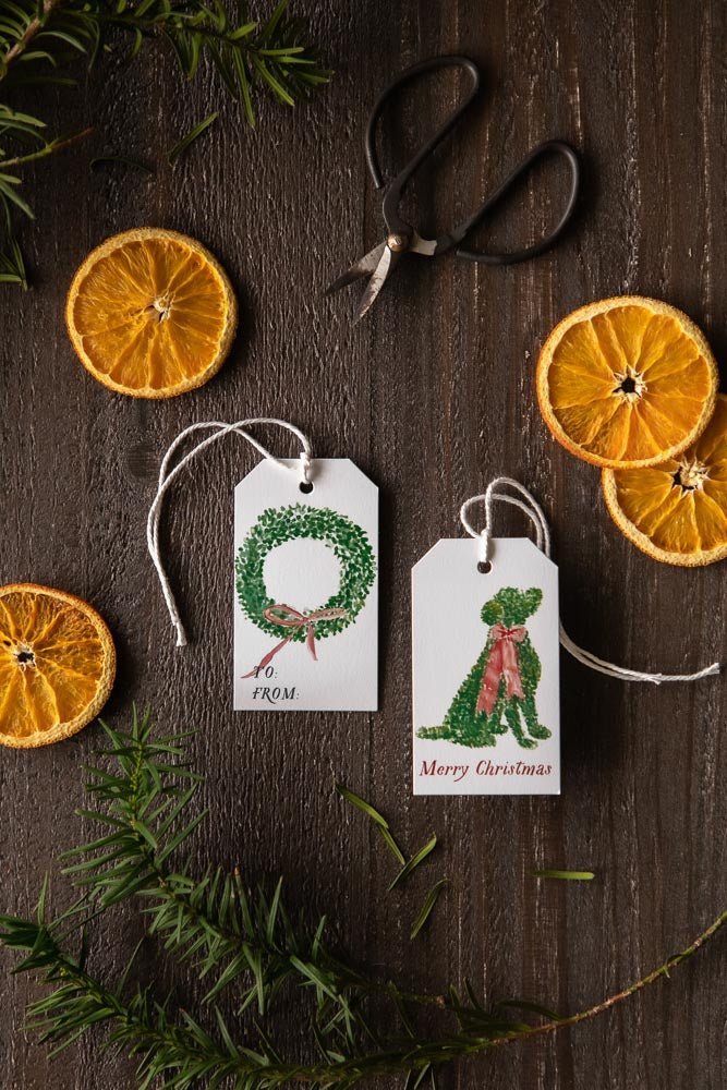 Boxwood & Holly Gift Tag Set - Caroline Calligraphie