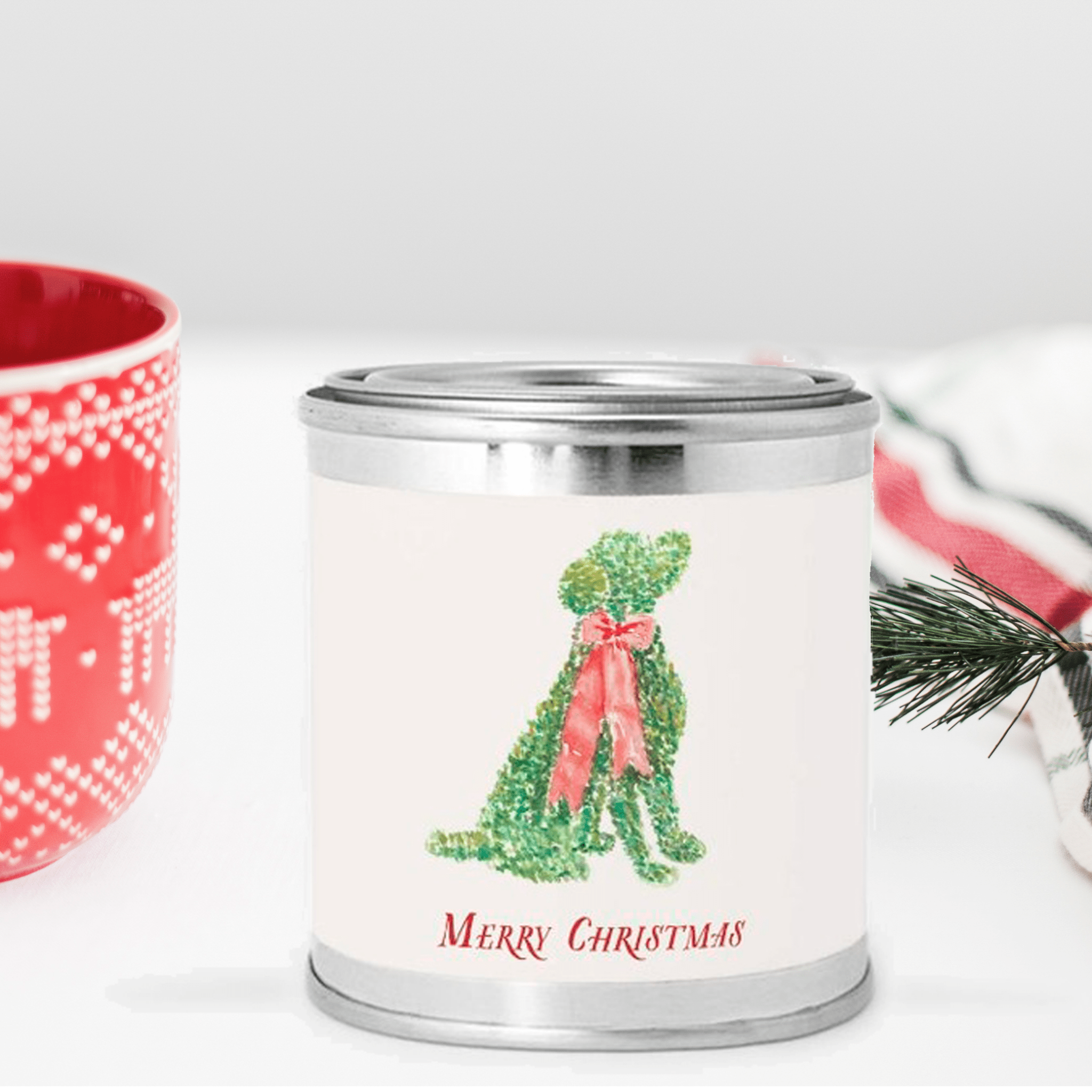 Boxwood Christmas Dog Candle - Caroline Calligraphie