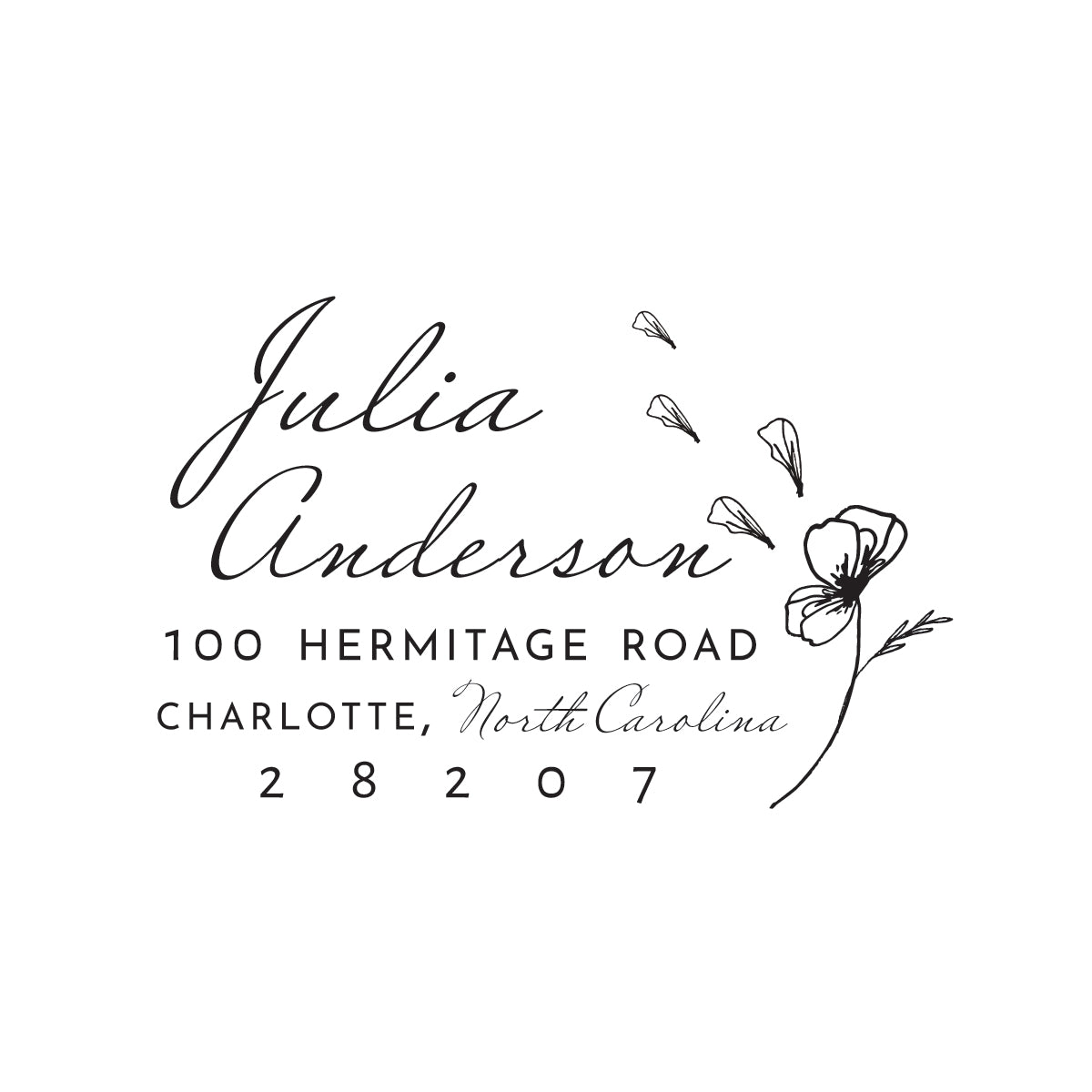 Petite Floral Rubber Stamp - Caroline Calligraphie